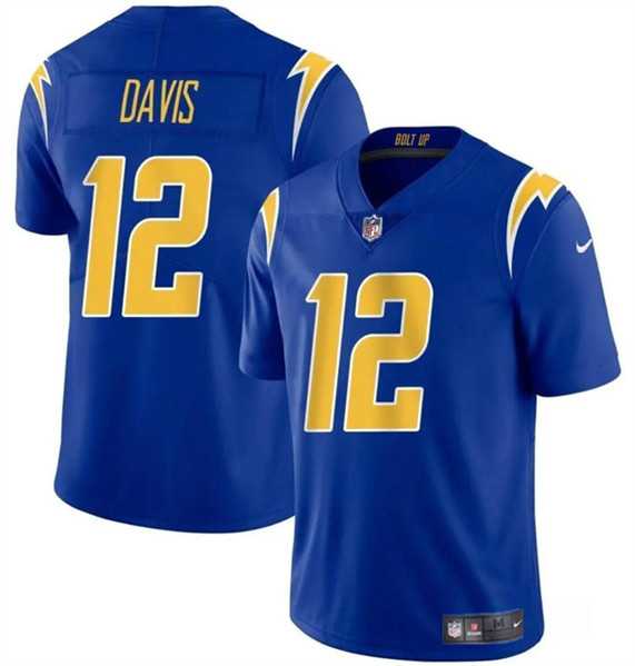 Men & Women & Youth Los Angeles Chargers #12 Derius Davis Royal 2024 Vapor Limited Football Stitched Jersey